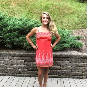 Ya | Embroidered Cinch Waist CutSalmon Dress